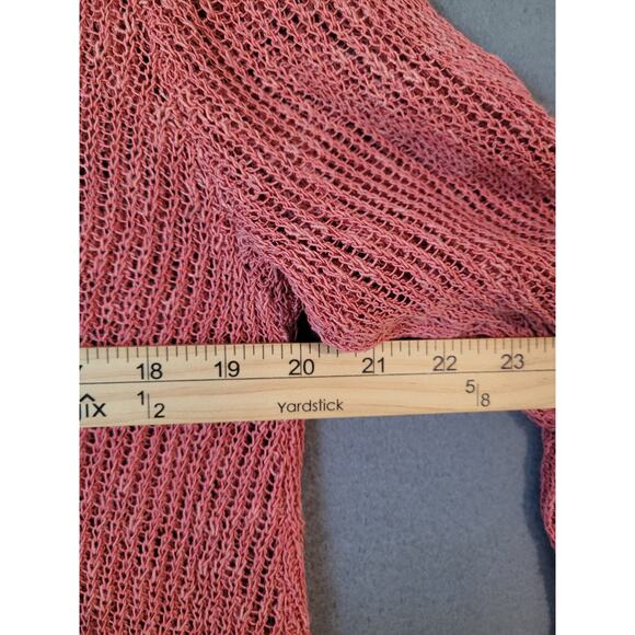 Eileen Fisher Pink Asymmetrical Side Hem Open Knit V-Neck Sweater – Medium - Picture 6 of 9